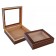 Two portable humidors in cherry finish and glass top one is open and the other one is closed