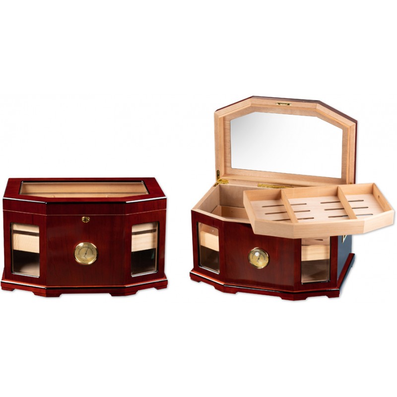 Humidor Supply - Unusual Chancellor Glass Top Cigar Humidor with Angled ...