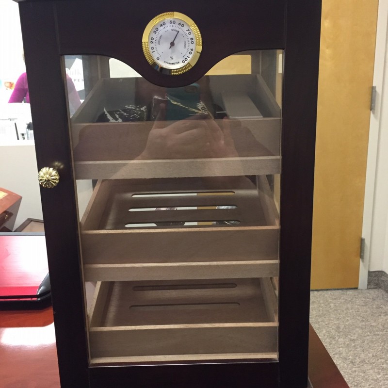 Countertop Display Humidor Wood Frame with 4 Glass Panels