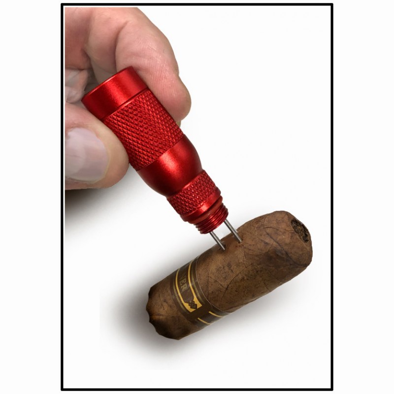 Cigar Draw Tool with Twin Punch Cutters and Nubber to Hold Short Cigars