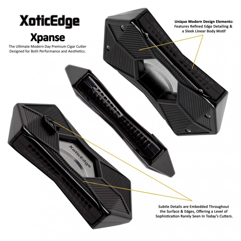 The Excise Cutter XoticEdge Xpanse Ultra-Modern Push-Button Cigar Cutter (Black)