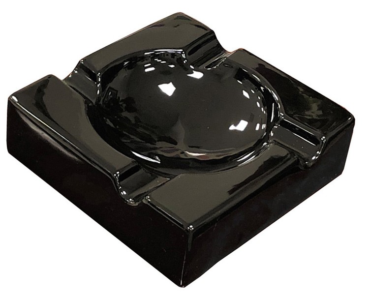Large High Gloss Black Ceramic Ashtray