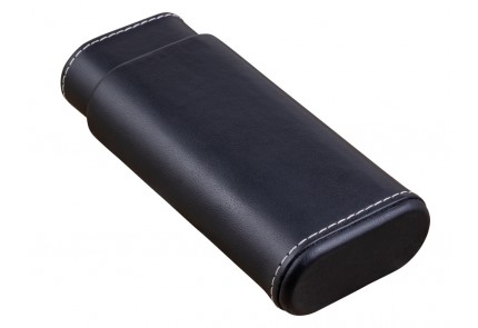 3 Cigar Leather Case with White Stitching - Imperfect