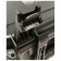 Close-up of the a snap-tight locking clip of black travel cigar humidor 
