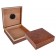 Two portable humidors in burl finish one is closed the other one is open showing the humidifier