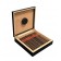 A  humidor in black finish open showing the humidifier and ten cigars