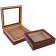 Two portable humidors in cherry finish and glass top one is open and the other one is closed