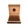 A  humidor in cherry finish open showing the humidifier and ten cigars