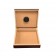 A portable humidor in cherry finish open showing the humidifier