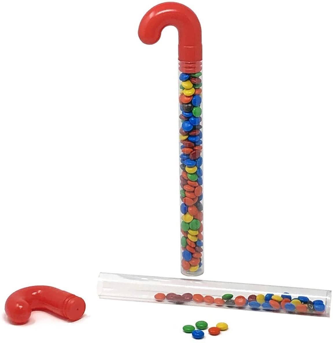 Candy Cane Tubes with Plastic Red Topper for Holiday and Christmas See