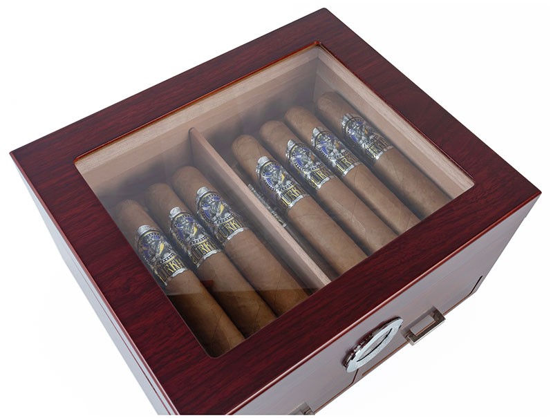 Glasstop Humidor with Accessory Storage Drawers for Your Cutter Lighter ...
