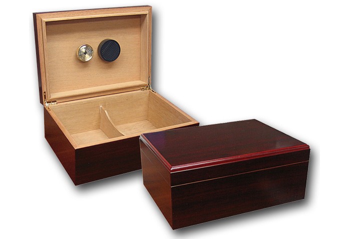 Two  spanish cedar humidors in cherry finish with adjustable divider, hygrometer and humidifier