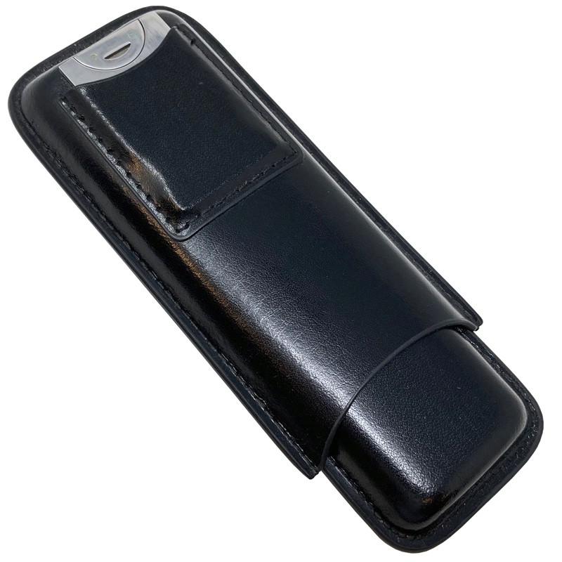 Cigar Leather Case w/ Cutter (Black)