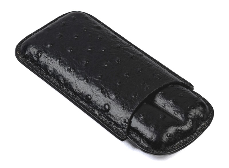 Ostrich 2 Cigar Case (Black)