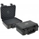 Two travel cigar humidors with four foam beds for ten cigars each, hard ABS exterior, carrying handle and snap-tight locking clips