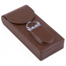 3 Cigar Leather Case w/ Cutter (Brown)