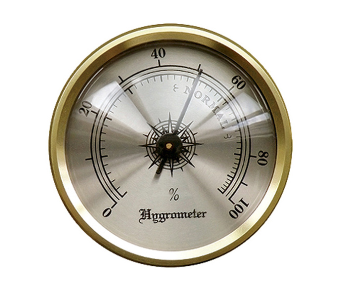 Gold Frame Mini Analog Hygrometer for Cigar Humidor Replacement Round  Hygrometer